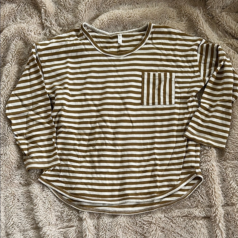 Rylee + Cru Striped Tan and Cream Top
